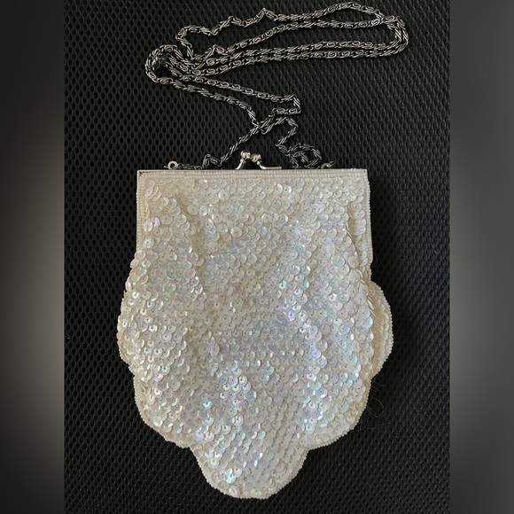 SPEYER MILOR Vintage Sequin Beaded Scalloped Evening Bag Handmade Occasion - Picture 2 of 16